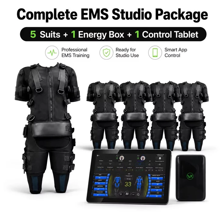 Complete Wireless EMS Studio Training Kit With 5 Suits Energy Box Control Tablet